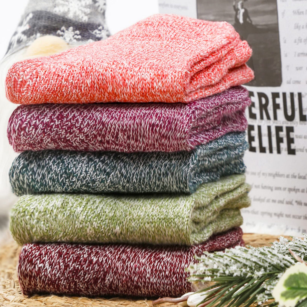 5 Pack Winter Warm Knit Socks Thick Soft Multicolor Free Size for Men and Women