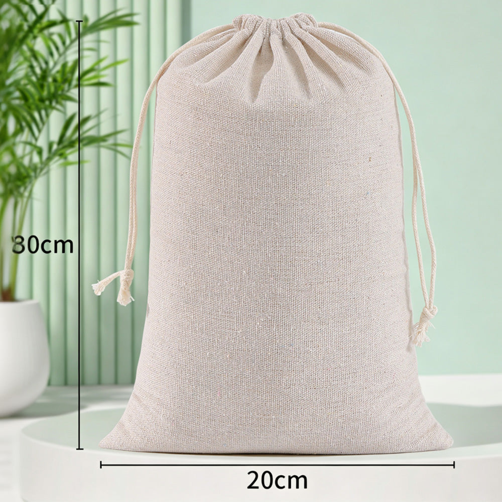 10 Pack Cotton Linen Drawstring Storage and Gift Bags in 2 Sizes