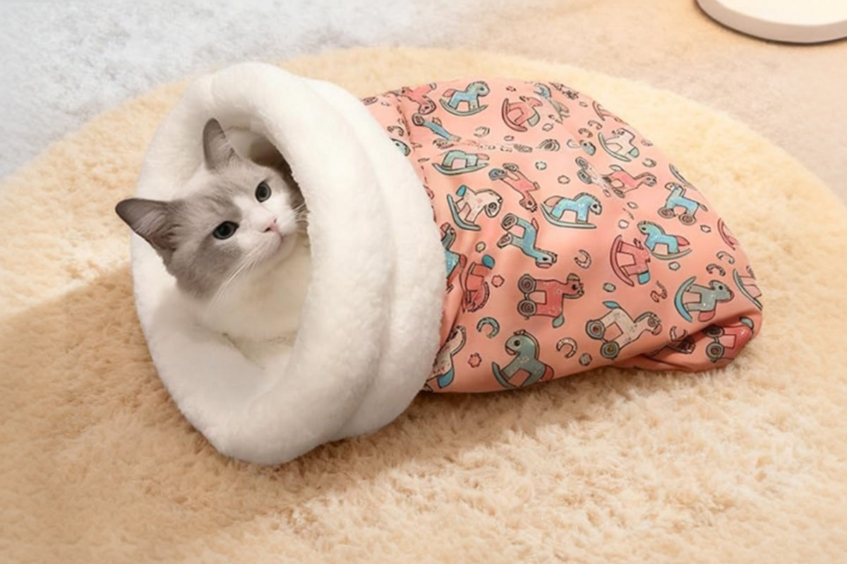 Warm Sherpa Pet Sleeping Bag Pet Sleep Sack Comfortable Pet Bed Bag