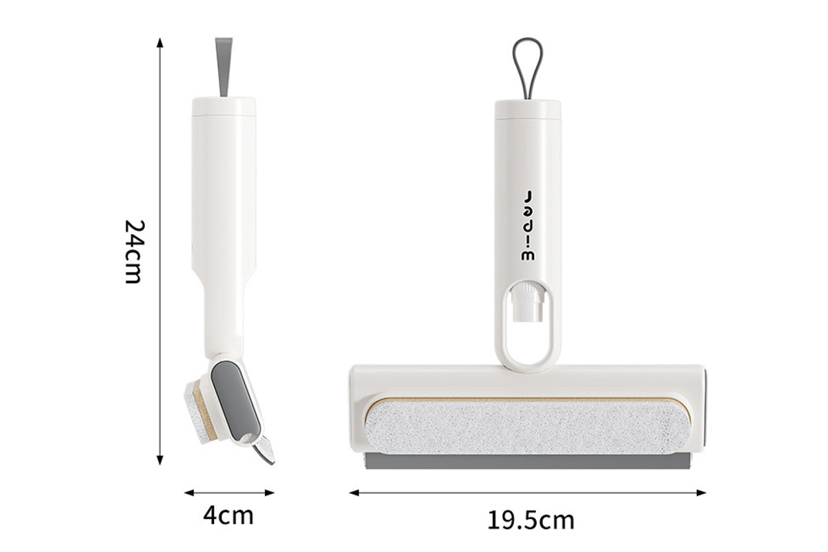 3-in-1 Mirror Spray Squeegee with Water Catchment Reservoir Window Glass Cleaning Tool