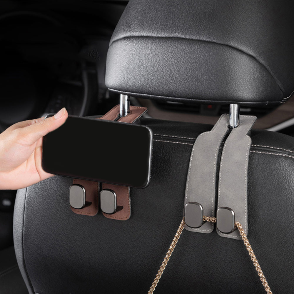 2Pcs Car Back Seat Headrest Storage Hanging Double Hooks