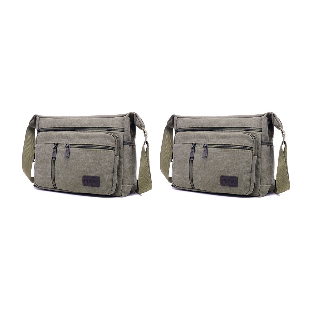 2Pcs Men's Canvas Shoulder Messenger Bag Crossbody