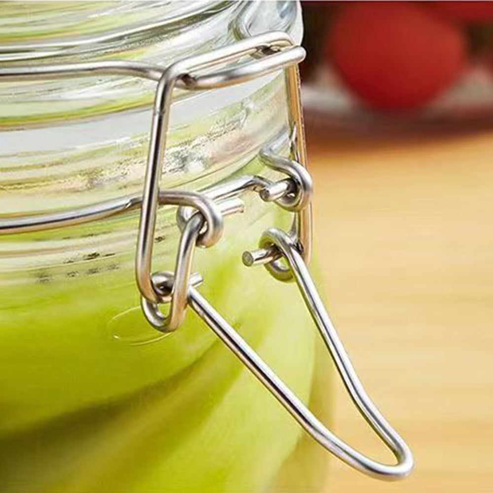 1000ml Clear Glass Airtight Storage Jar with Clamp Lid and Silicone Seal