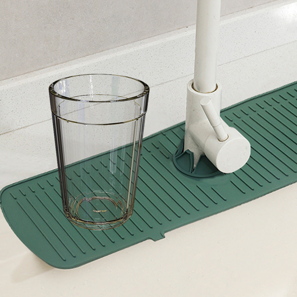 Silicone Sink Mat Quick Dry Sink Splash Guard for Kitchen and Bathroom-Green