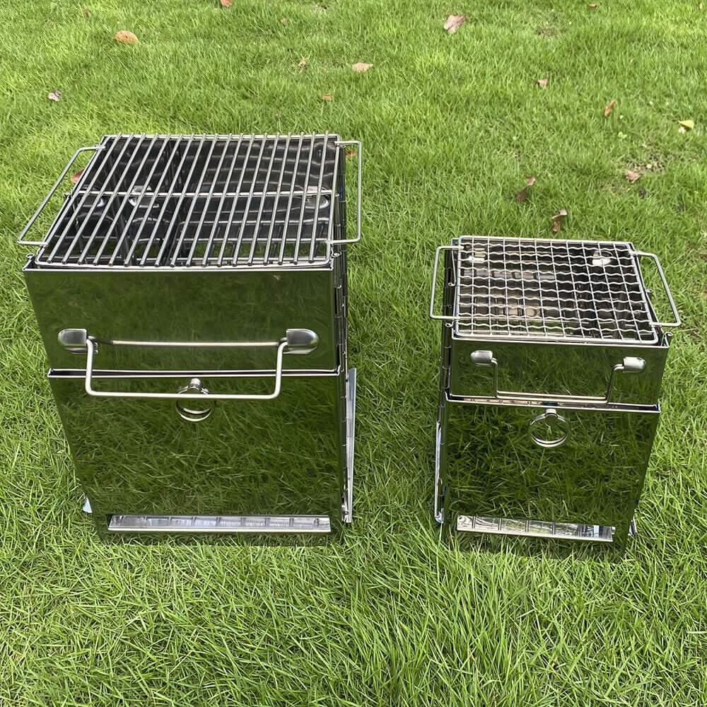 Portable Folding Stainless Steel Wood-Burning Camping and Barbecue Stove