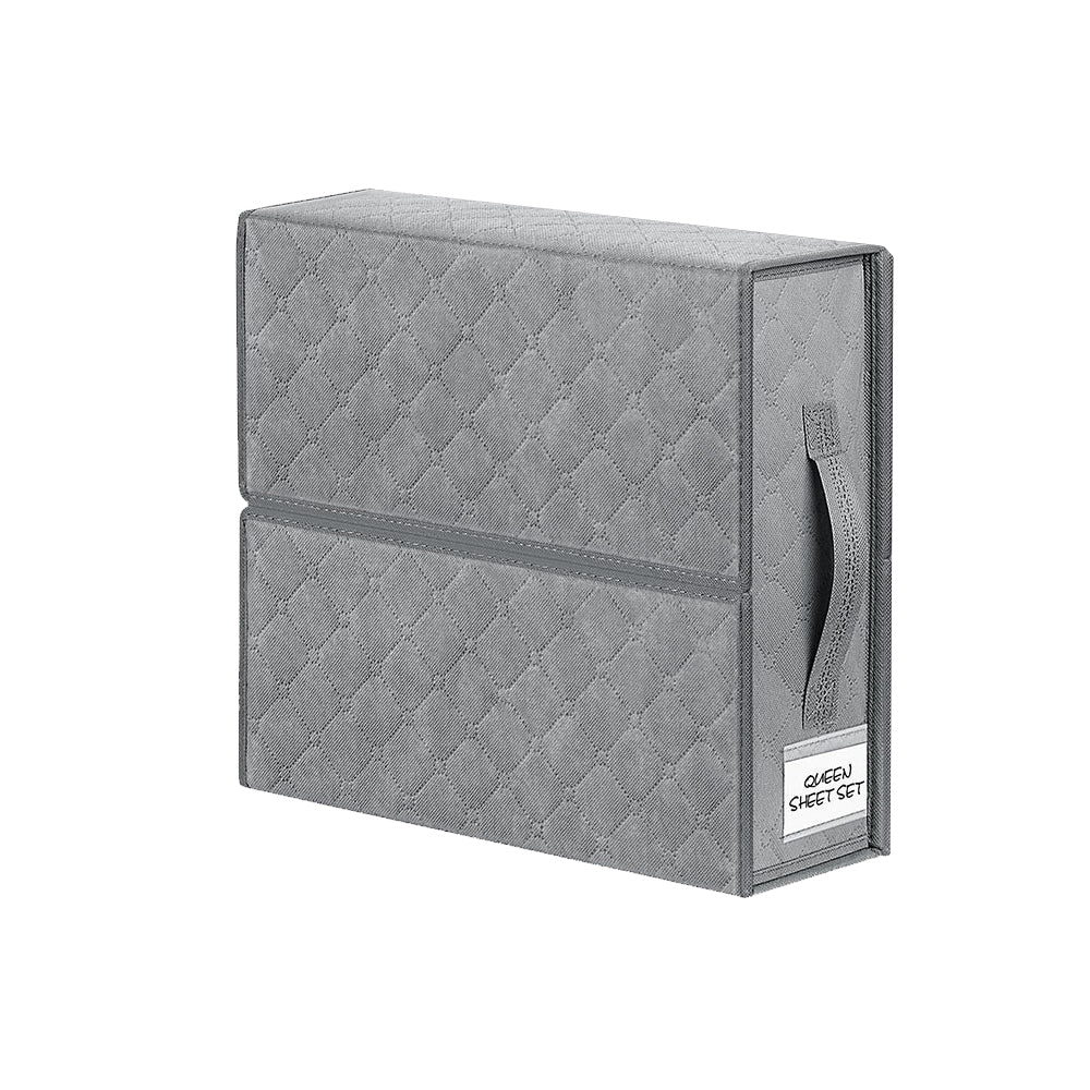 Bed Sheet Organizer and Storage Foldable Organizer Closet-Gray Embossed Flowers