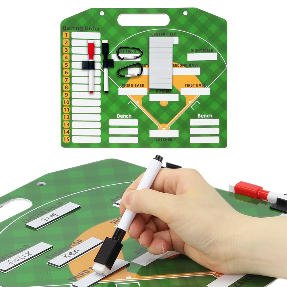 Double Sided Baseball Lineup Coaching Board with Accessories