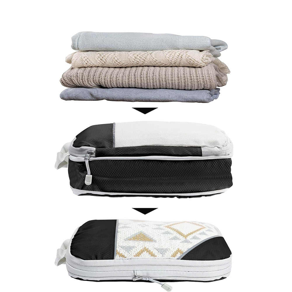8 Set Compression Packing Cubes For Travel Essentials Expandable Luggage Storage Bags Set