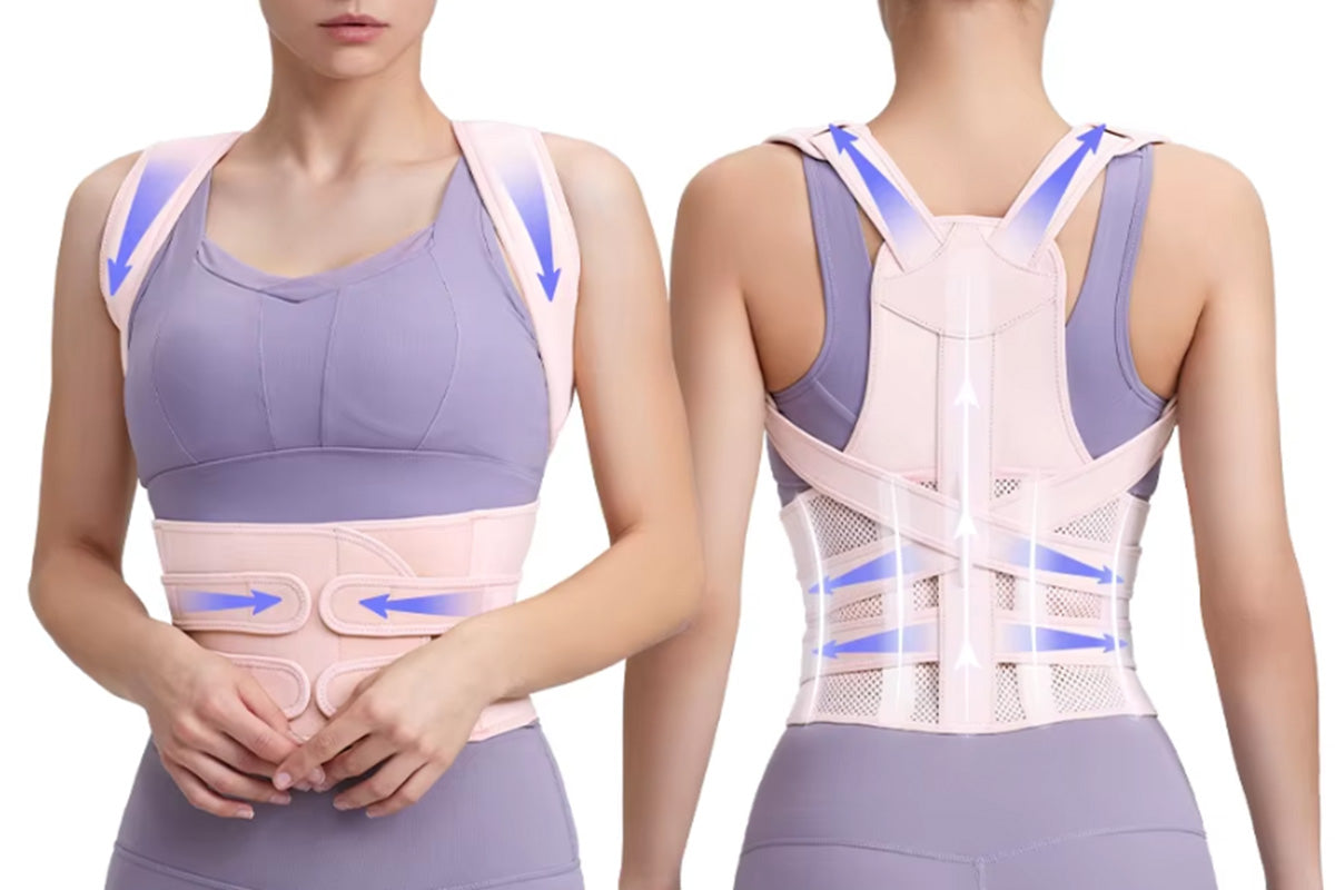 Posture Corrector Back Brace Adjustable Straightener for Improving Back Posture-Pink