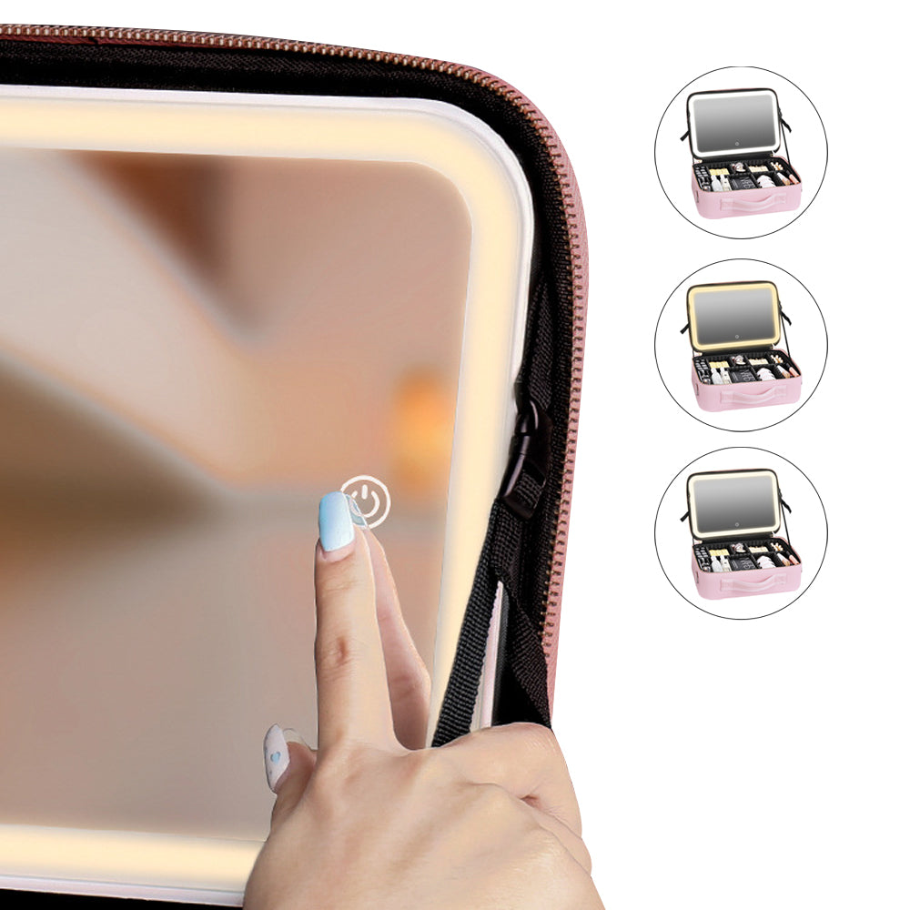 Portable Travel Makeup Case with LED Light and Mirror