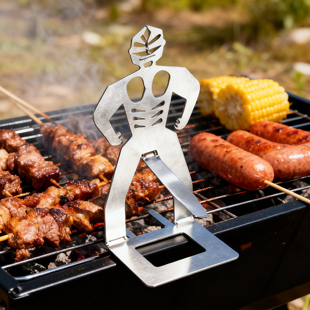 2Pcs Funny Man Shape Hot Dog Roaster Reusable Stainless Steel Sausage Holder for BBQ
