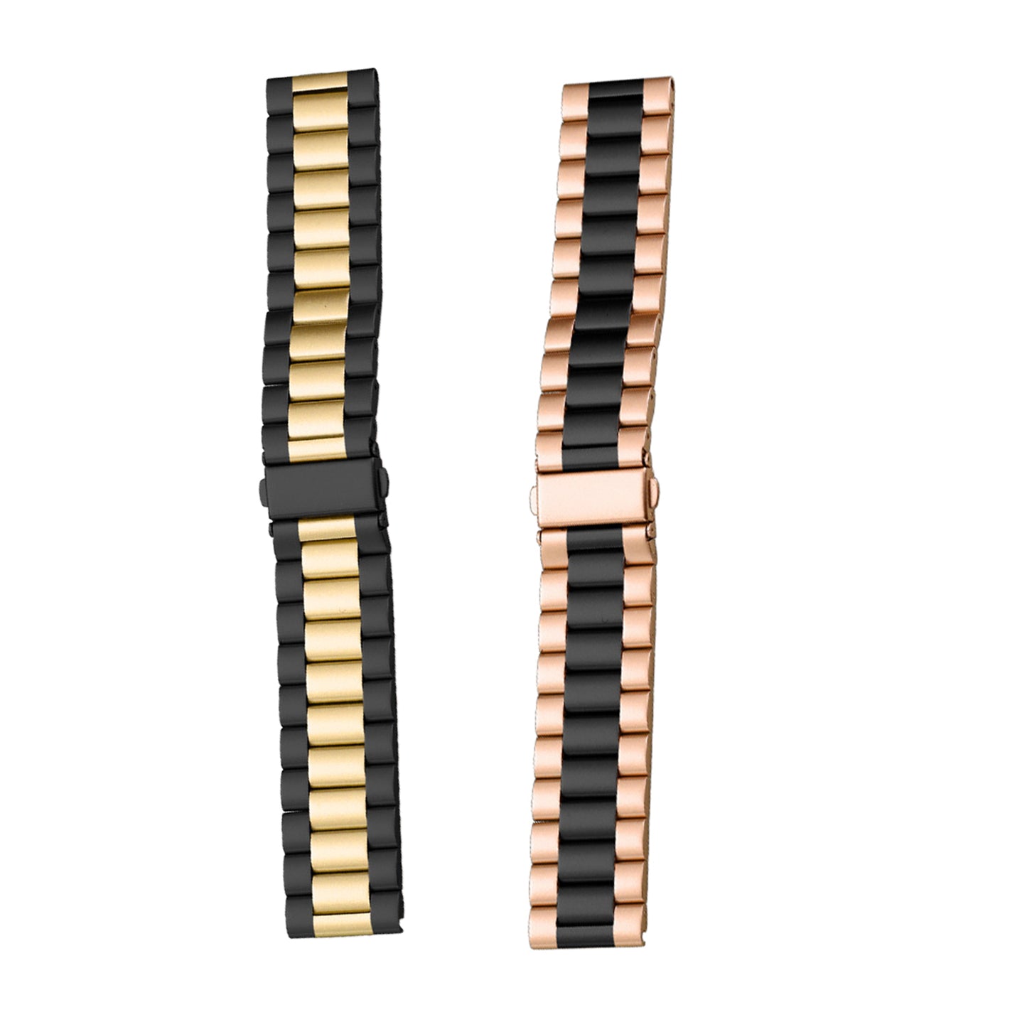 2Pcs Stainless Steel Watch Band Metal Strap for iWatch 7 Series-Gold and Black