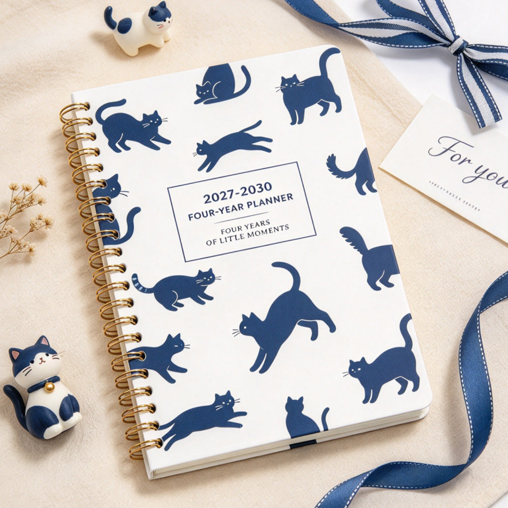 2027 to 2030 Four Year A5 Spiral Monthly Goal Planner Notebook