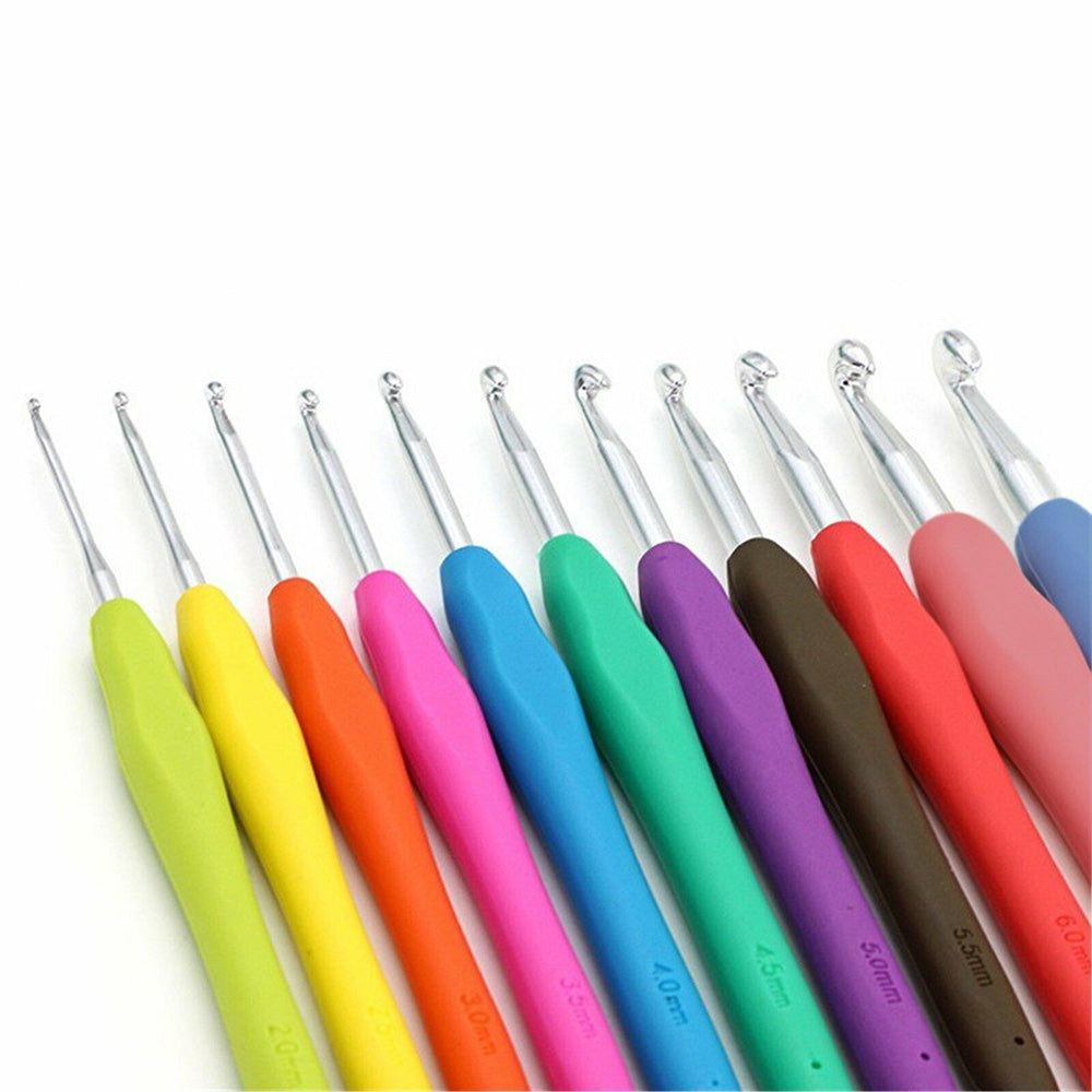 41-Piece Rainbow Crochet Hook Set - Soft Grip Aluminum Knitting Needles with Storage Case
