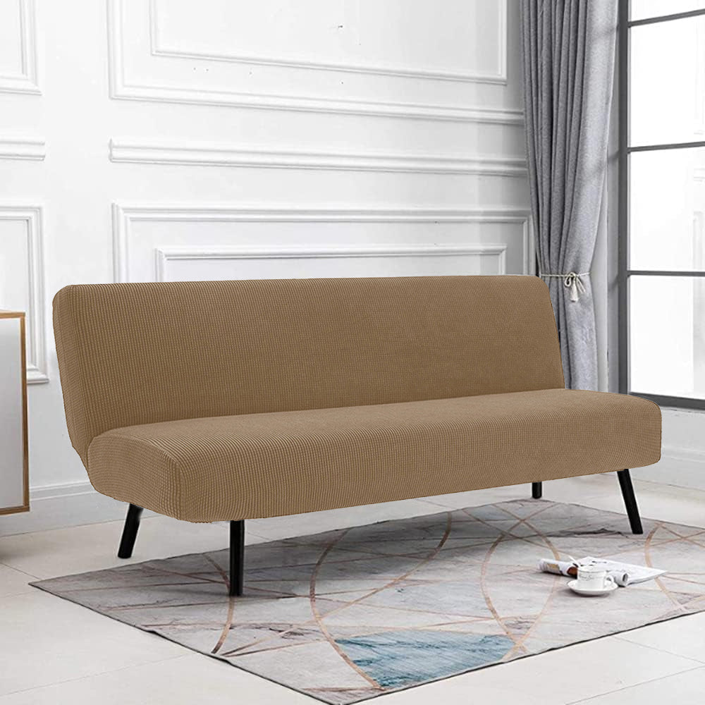 Armless Solid Color Stretch Folding Sofa Bed Cover
