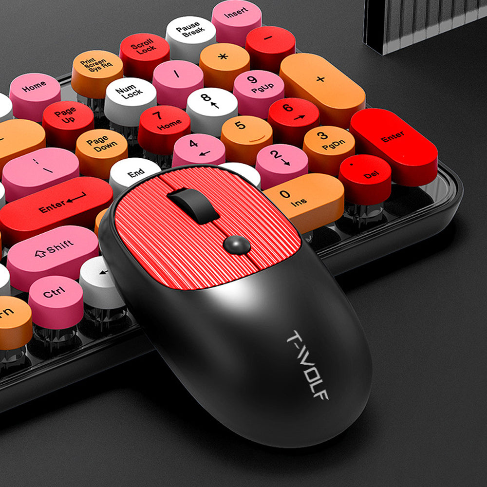 Colorful Round Key Computer Wireless Keyboard and Mouse Combo