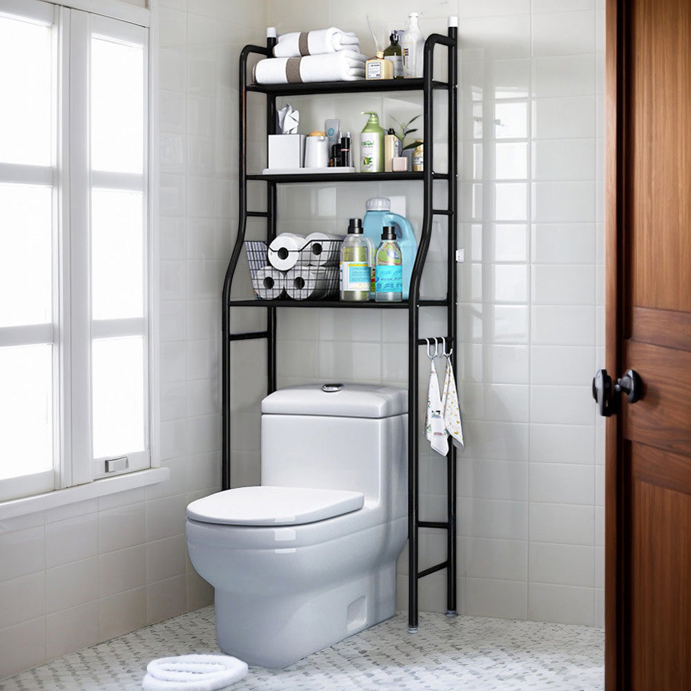 3 Tier Shelf Over Toilet Storage Rack With Paper Holder And Hooks