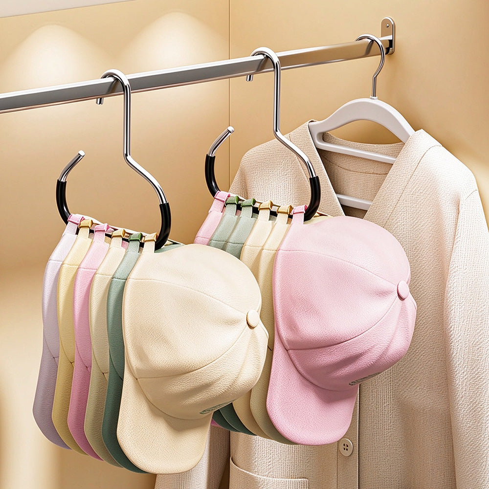 8 Pcs Iron Ring Hat Storage Hooks for Closet No-Drill Cap Scarf and Bag Hangers