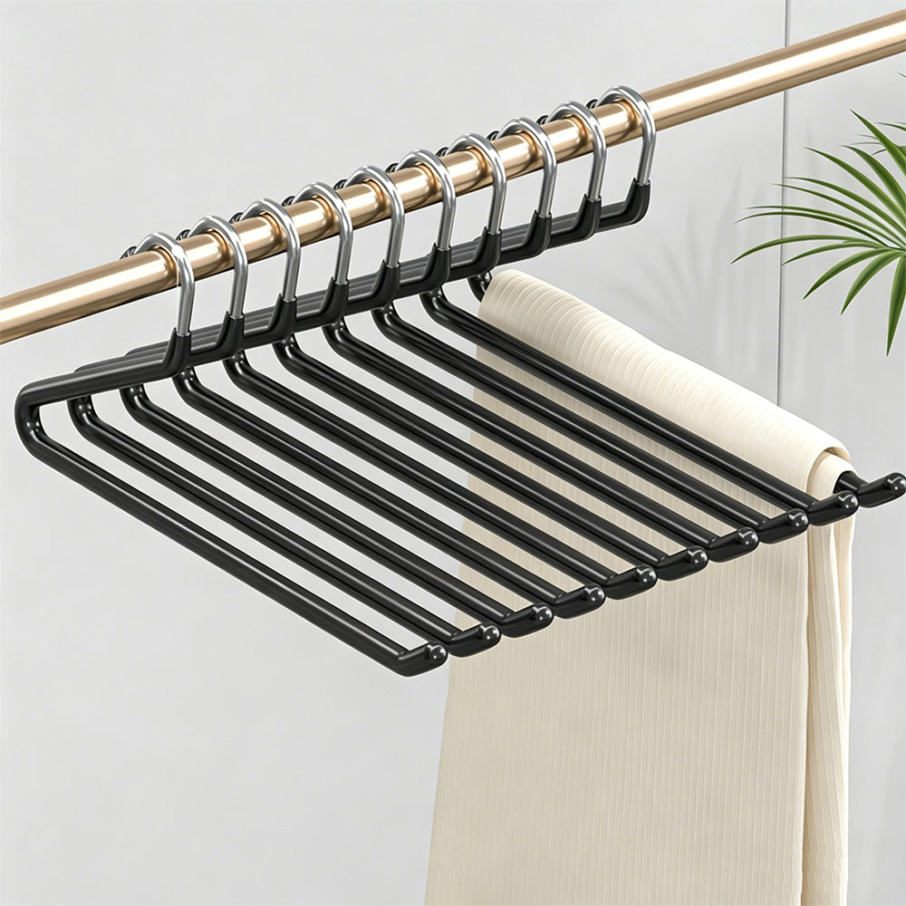 10 Pack Heavy-Duty Non-Slip Pant Hangers Metal Open-End Clothes Hanger for Jeans And Blankets