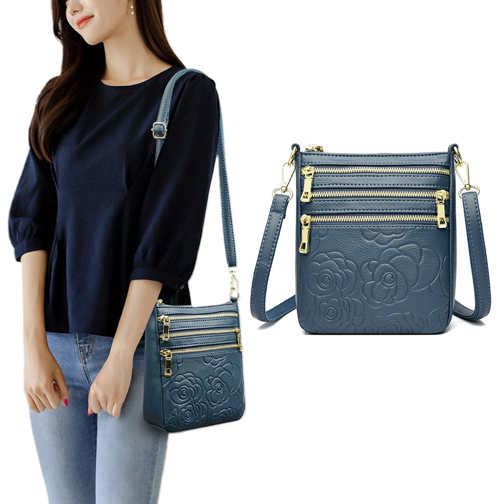 Genuine Leather Crossbody Shoulder Bag Multi-Compartment Water-resistant Handbag