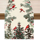 Linen Christmas Table Runner Long Farmhouse Holiday Home Kitchen Table Decorations