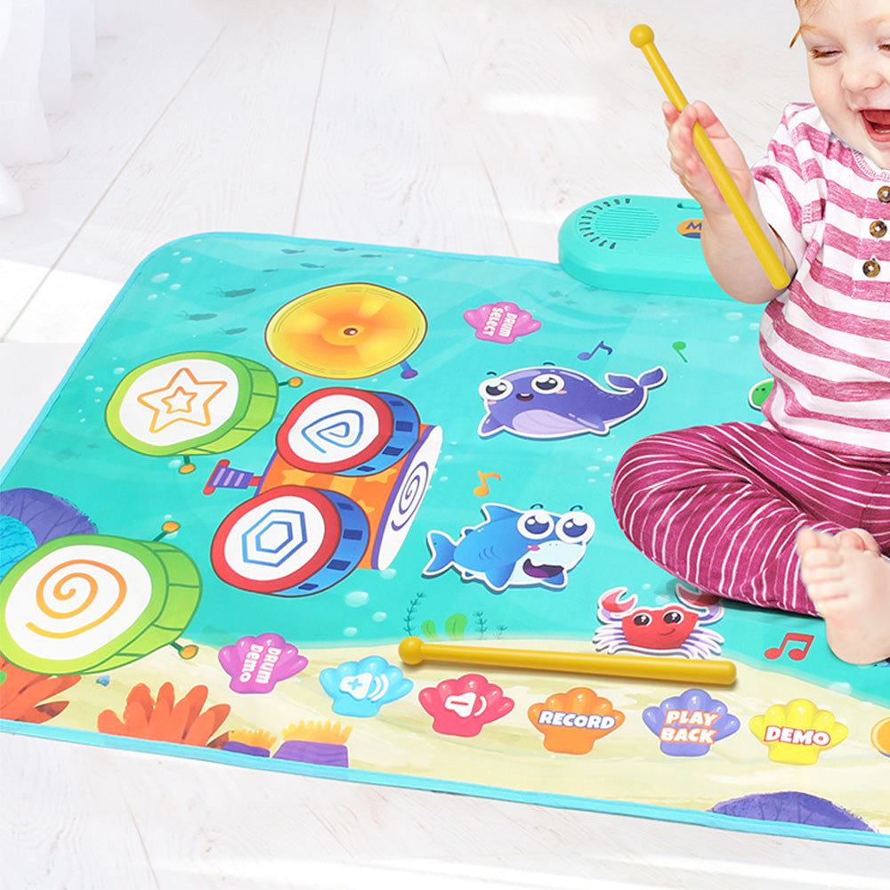 2 in 1 Animal Piano Drum Mat Music Touch Toys Music Mat With 6 Instrument Sounds