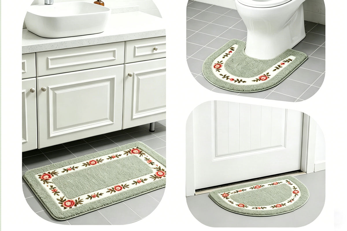 4Pcs Shaggy Mat Set Plush Bathroom Floor Mats Toilet Mat