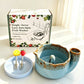 Self-Spinning Ceramic Berry Washing Bowl Set with Drain Holes and 2 Fruit Forks for Cleaning Berries