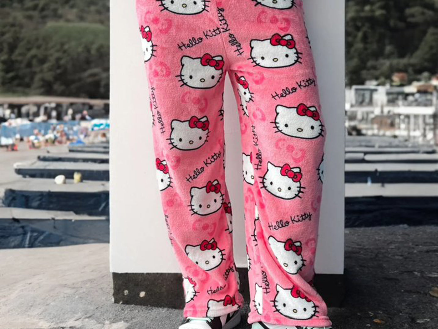 Women's Hello Kitty Inspired Flannel Cartoon Print Pajama Pants