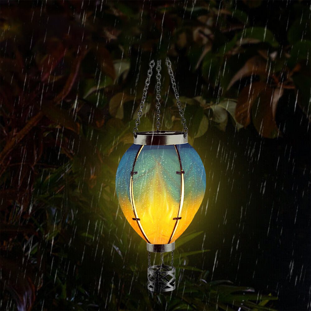 Hot Air Balloon Solar Hanging Light with Flickering Flame Light