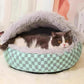 Plush Cushioned Hooded Winter Pet Bed