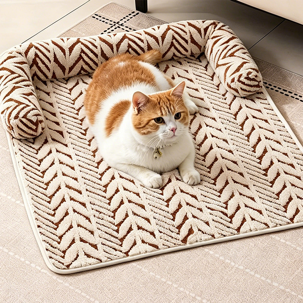 Thick Plush Non Slip Pet Mat for Sofa Chair Window Seat-Coffee