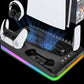 Gaming For PS5 Slim Pro Docking and Cooling Station Charger Headset Holder With RGB Light
