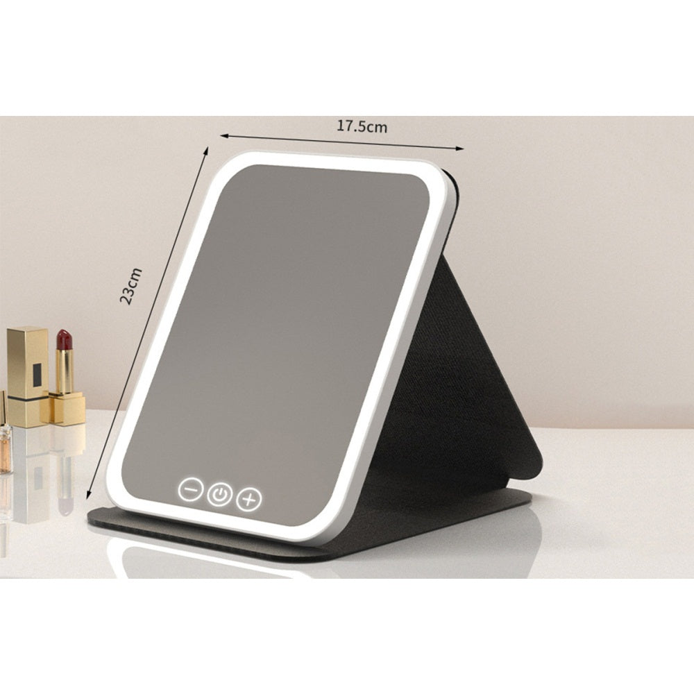 Fold LED Dimmable Makeup Mirror with 3 Colors Adjustable Light