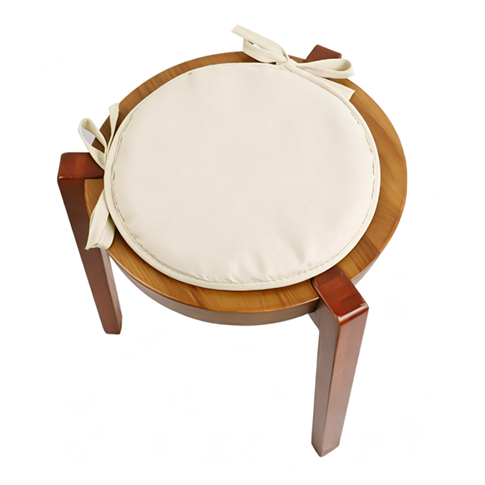 2Pcs Round Sponge Chair Cushions with Ties for Stools-Beige