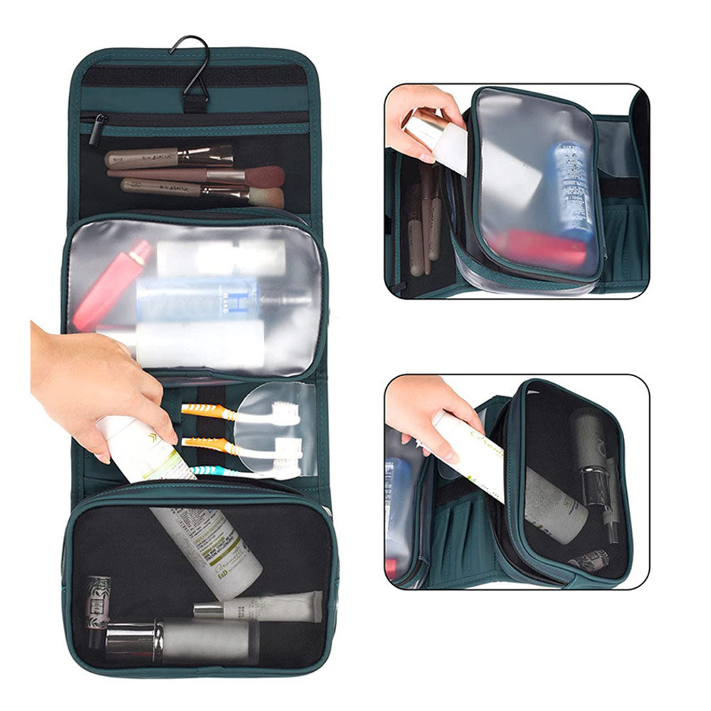 PU Leather Water-resistant Toiletry Bag Travel Bag Hanging Travel Organizer