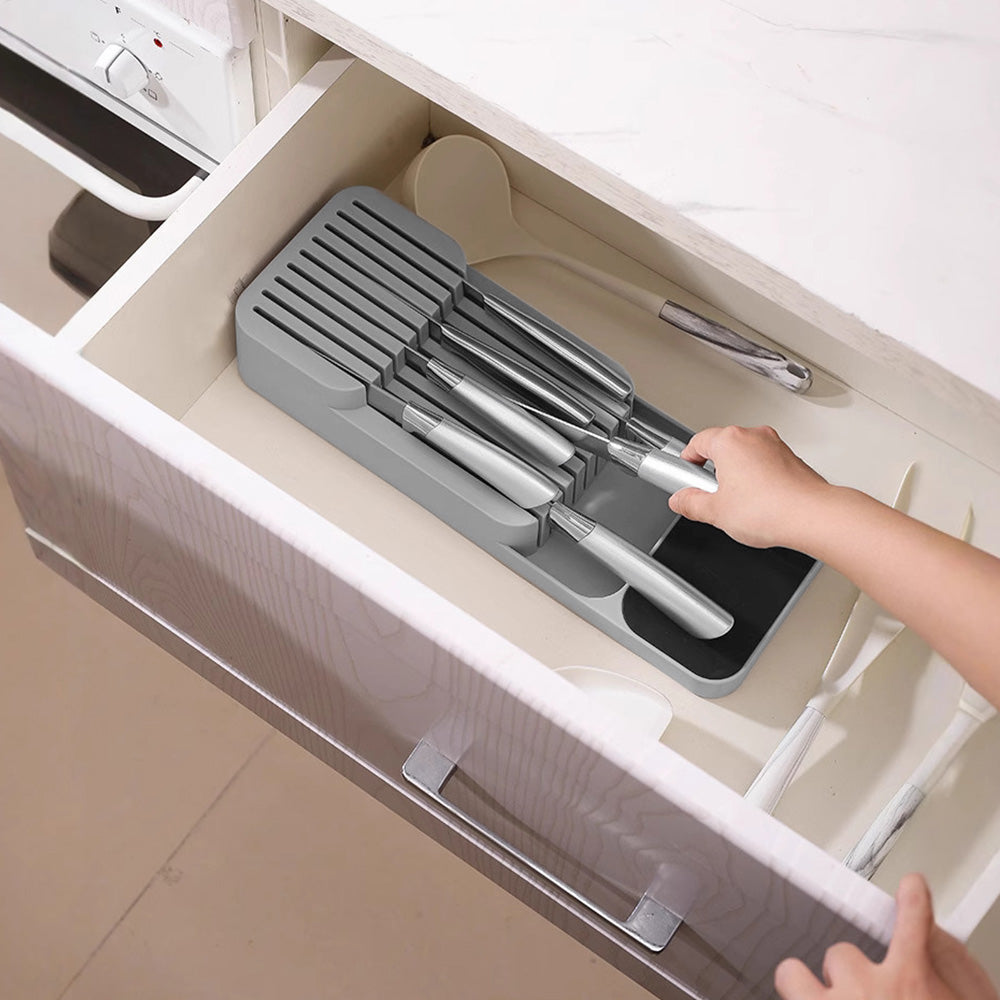 Storage Rack Knife Block Organizer Kitchen Knives Holder Countertop or Drawer Use