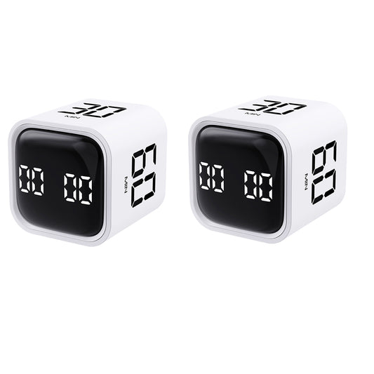 2Pcs Time Management and Countdown Settings with Gravity Sensor Flip Cube Timer