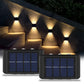4Pcs Solar Wall Light for Outdoor Fence Waterproof Convex Lens Design