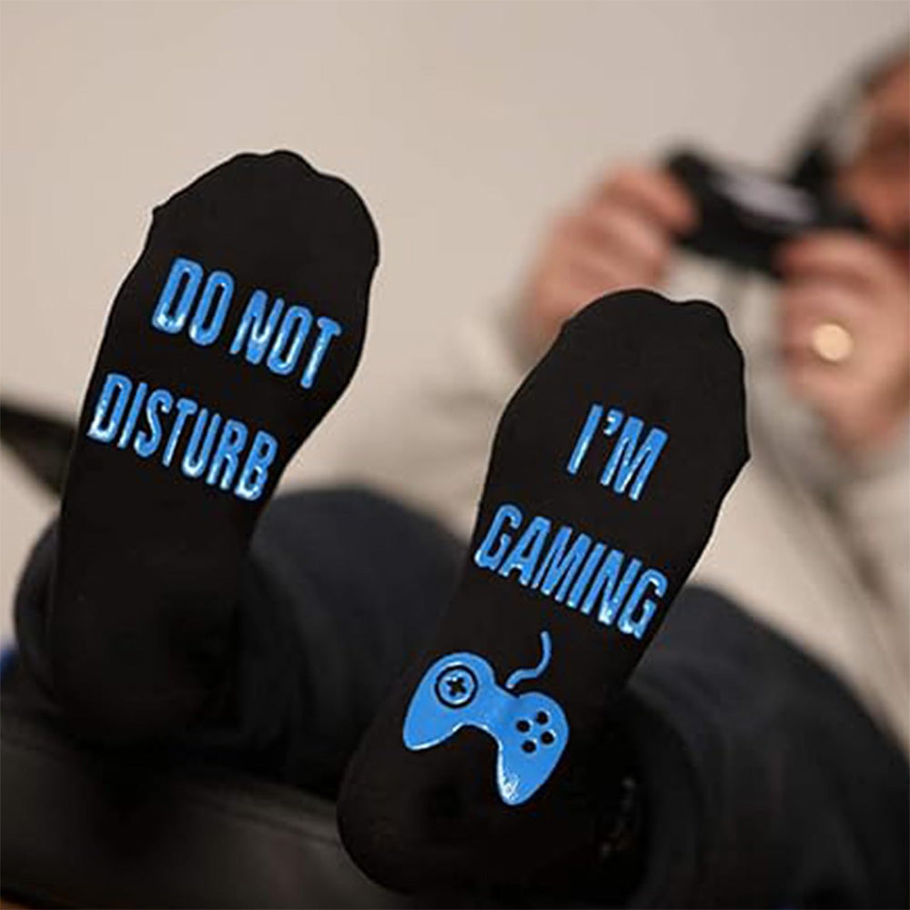 Funny Gaming Socks with Do Not Disturb I Am Gaming Text
