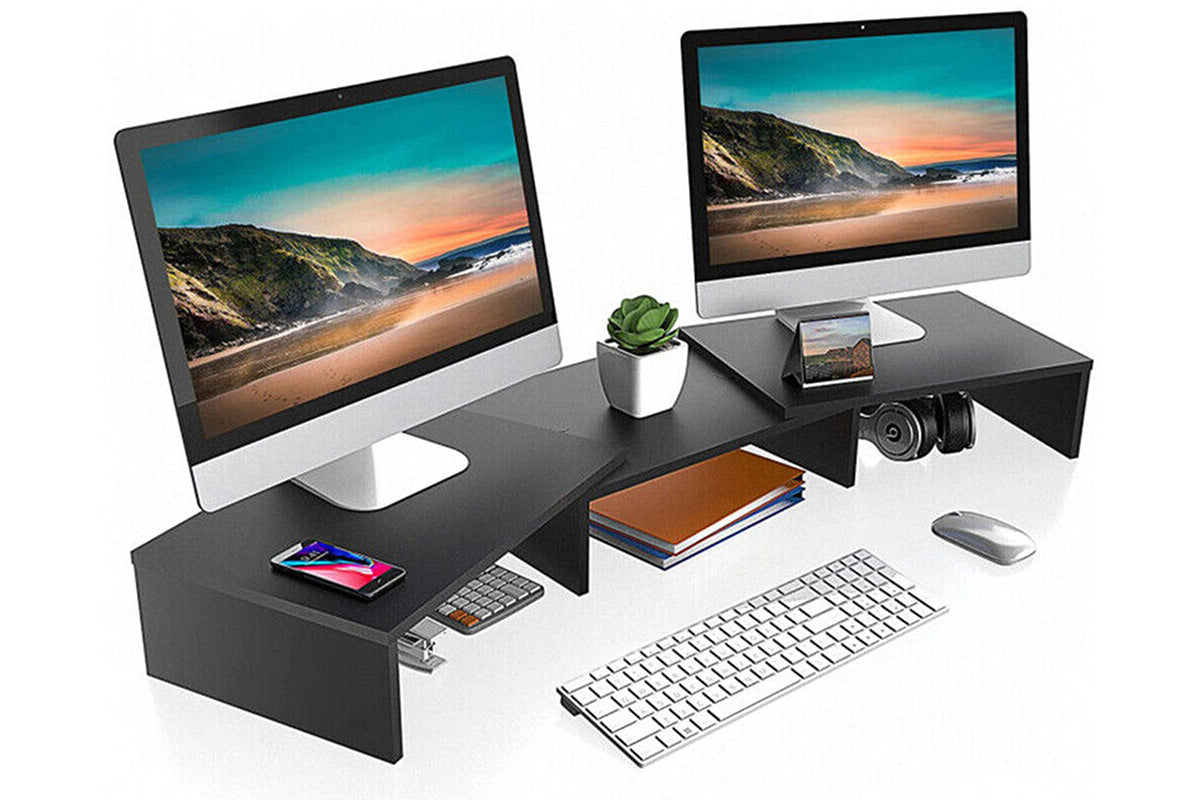 Dual Monitor Stand Riser Adjustable Computer Monitor Stand for Books iMac Laptop