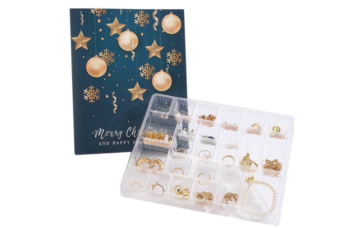 24PCS Christmas Jewelry Advent Calendar Bracelet Necklace Ring Earrings Set