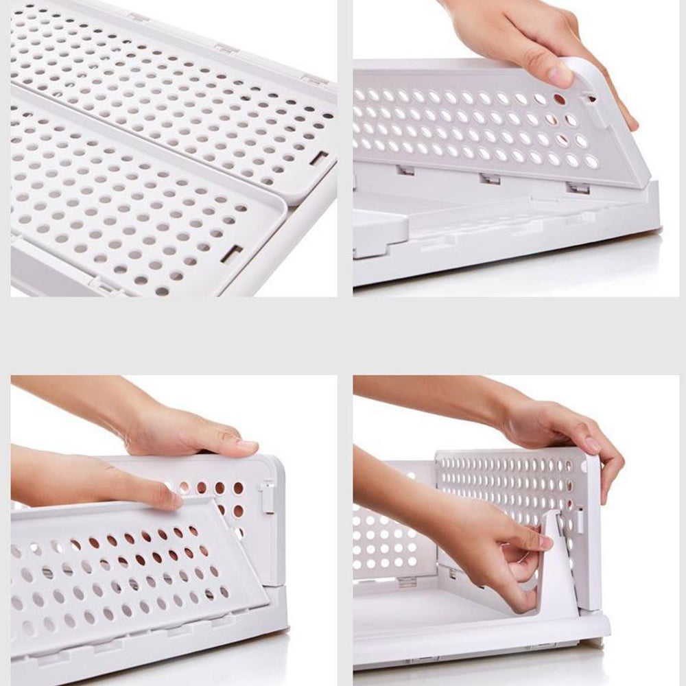 Stackable Plastic Storage Basket Foldable Closet Organizer Clothes Storage Drawer