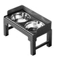 Dog Bowl Stand 5 Height Adjustable Raised Feeder with 2 Stainless Steel Bowls-Black