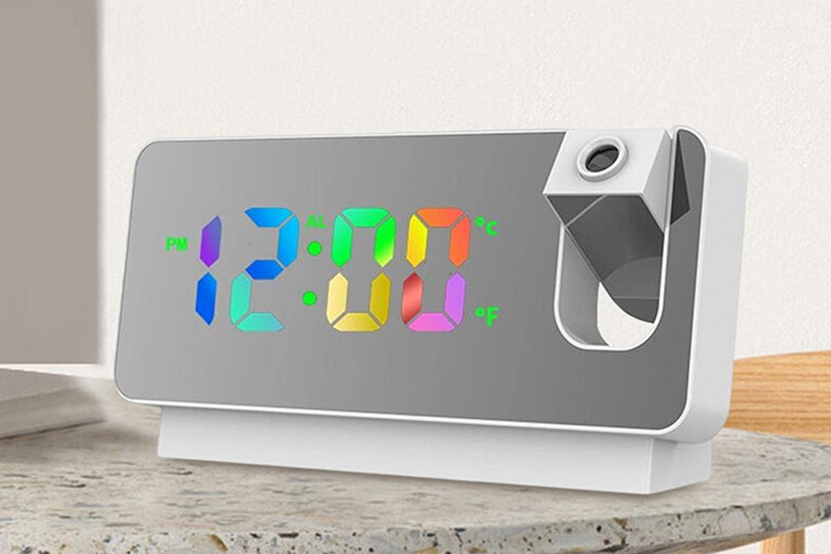 LED Digital Smart Alarm Clock with Projection Temperature Time LCD Display