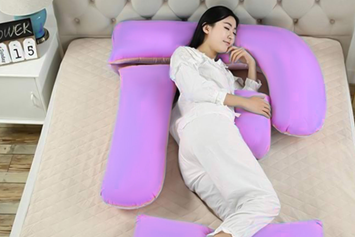 Pregnancy Pillows for Sleeping U Shaped Full Body Maternity Pillow with Removable Cover-Purple
