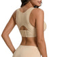 Wireless Front Closure Seamless Full Coverage Cross Back Bra for Women-Beige