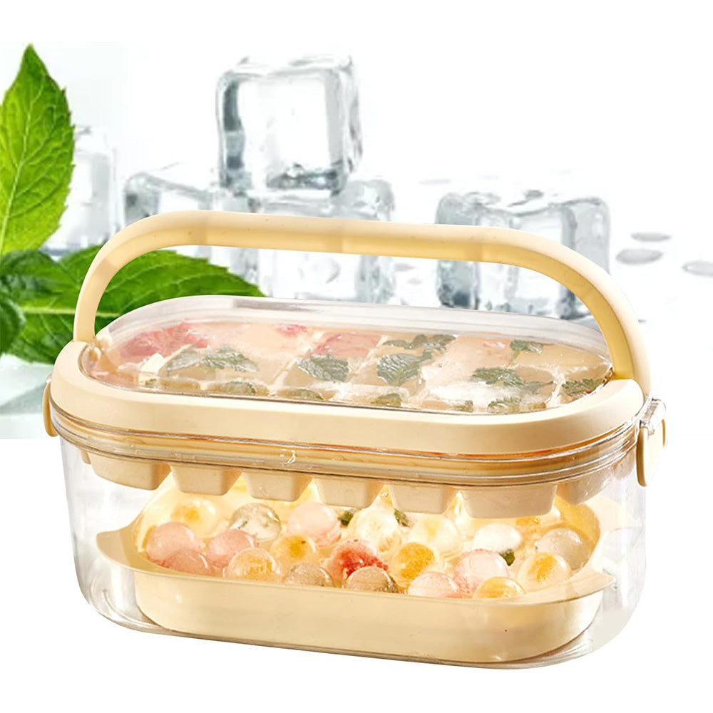 2-Tier Ice Cube Tray Mold with Press-Release Lid and Storage Box for Kitchen