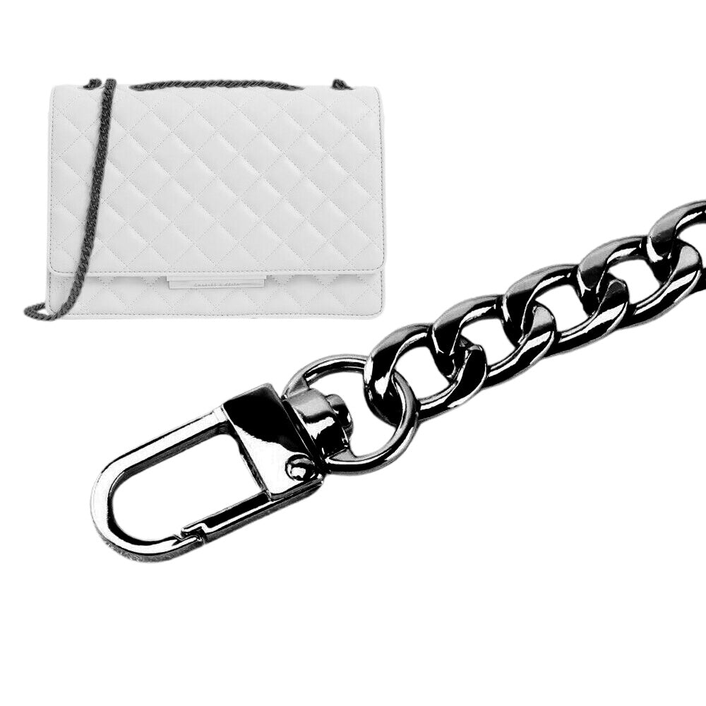 2Pcs Flat Chain Shoulder Strap Replacement Metal Bag Strap with Hook Clasps for Handbags Purses