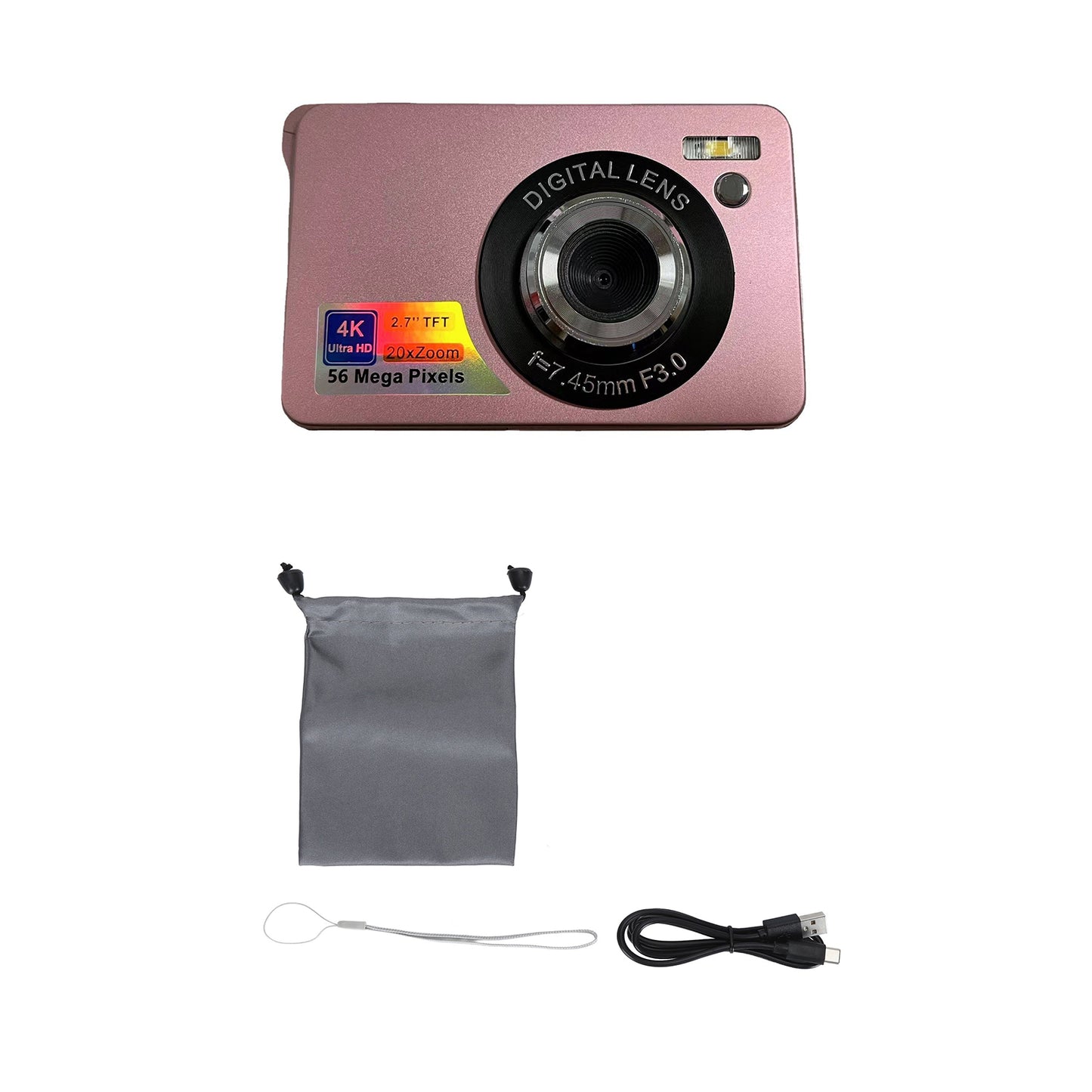 Digital Camera 2.7inch Screen Anti Shake 4k 56MP 20x Zoom Fill Light 750mAh Portable Digital Camera